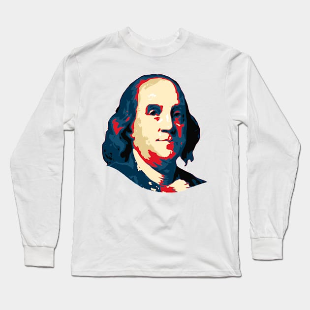 Benjamin Franklin Pop Art Long Sleeve T-Shirt by Nerd_art